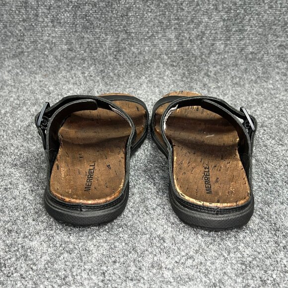 Merrell Around Town Sandals Women's Size 8 Black Leather Buckle Strap Slides - Picture 9 of 12